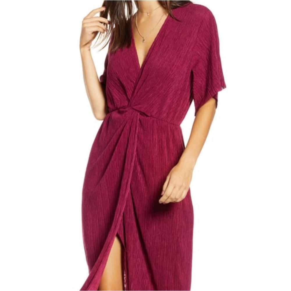 All in Favor Dolman Plisse Midi Dress